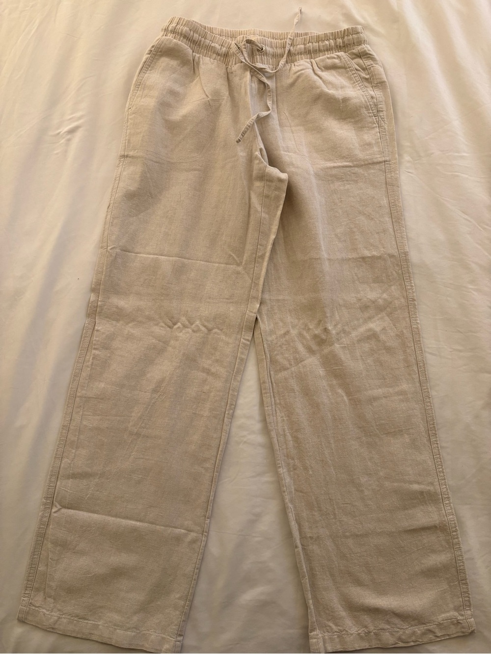 Amazon Essentials Wide Leg Linen-Blend Pants in Cream